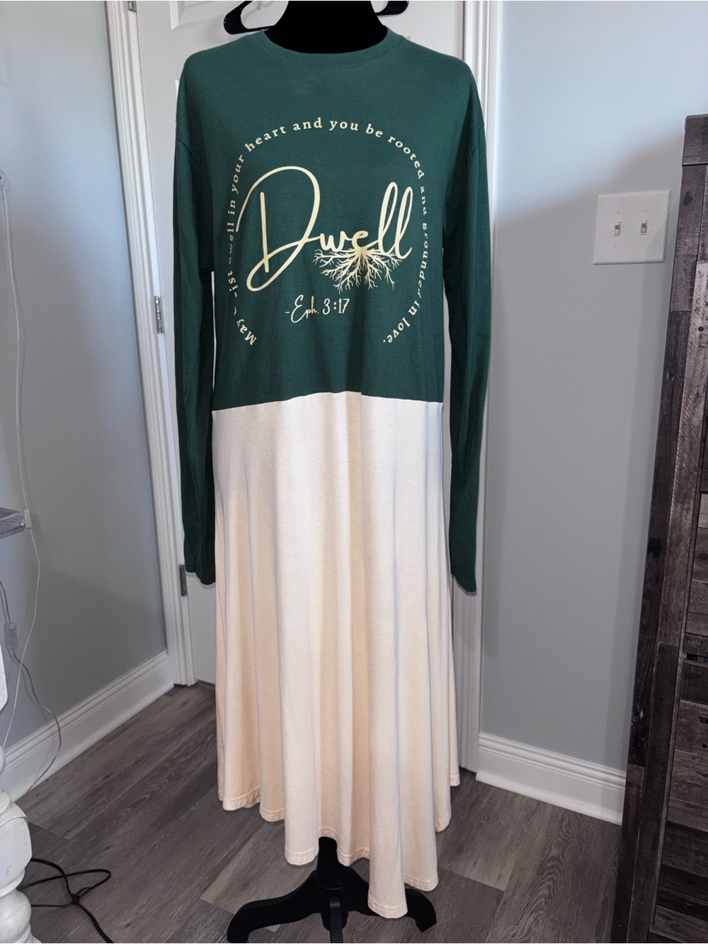 Dwell Eph. 3:17 Long Sleeve Religious upcycled one-of-a-kind Dress size Medium